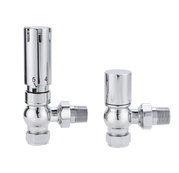 15mm x 1/2" Angled Shroud Thermostatic Radiator Valve Twin Pack