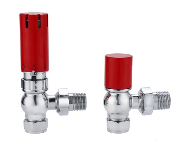 15mm x 1/2" Angled Shroud Thermostatic Radiator Valve Twin Pack